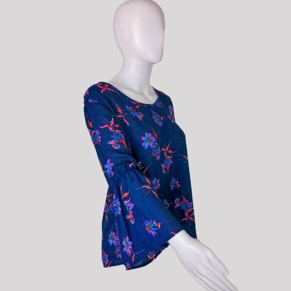 Sienna Sky Blue Floral Ruffle Sleeved Blouse - Picture 2 of 4